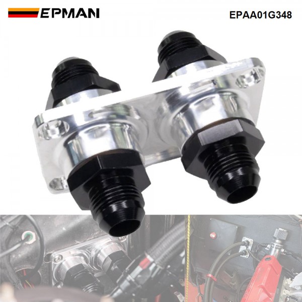 EPMAN Dual Firewall Bulkhead Pass Through Fitting Billet Aluminum -16ORB Pattern with 4x -12AN Barb EPAA01G348