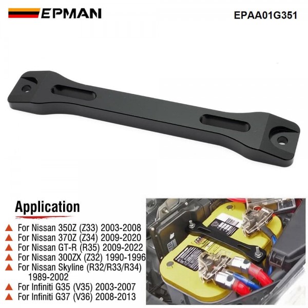 EPMAN Battery Mounting Bracket Aluminum Alloy For Nissan 350Z 2003-2008 370Z 2009-2020 For Infiniti G35 G37 EPAA01G351