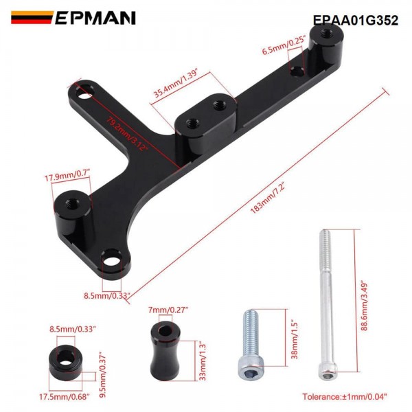 EPMAN CNC Billet Coil Bracket Kit For Honda B16 B18 VTEC IGN1A Engines Black Anodized Aluminum EPAA01G352