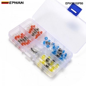 EPMAN 50Pcs Waterproof Heat Shrink Seal Splice Connector Terminal Solder Sleeve Wire Connectors 26-10 AWG Insulated Shrinkabl EPH301GP50