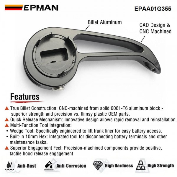 EPMAN Quick Release Hood Latch Billet Aluminum For BMW G80 G82 G87 M3 M4 M2 Supra A90 EPAA01G355