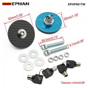 (BLACK Carbon Fiber )Flush Mount Hood Lock w/ Key Variable Mount EPHP001TW