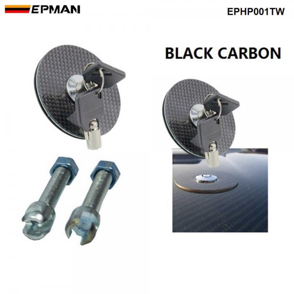 (BLACK Carbon Fiber )Flush Mount Hood Lock w/ Key Variable Mount EPHP001TW (BLACK Carbon Fiber )Flush Mount Hood Lock w/ Key Variable Mount EPHP001TW