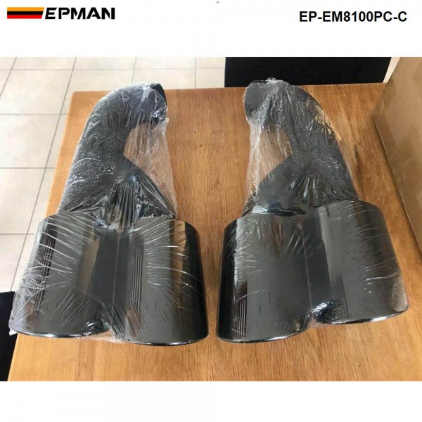 EPMAN 2PCS Black Modified Car Vehicle Exhaust Tail Muffler Tip Stainless Steel Pipe For Porsche 15 Cayenne EP-EM8100PC-C