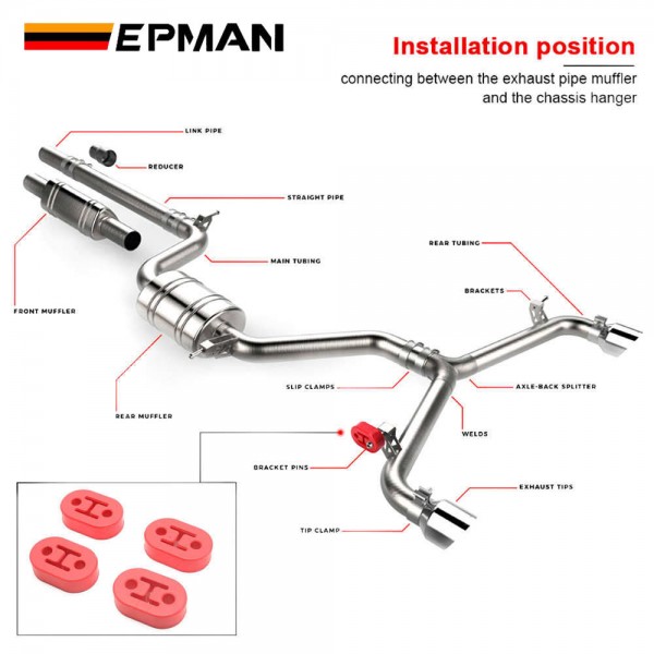 EPMAN 4PCS Universal 2 Holes Exhaust Hanger Rubber Insulator Bushing Mount EPDJ401S