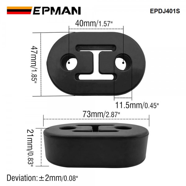 EPMAN 4PCS Universal 2 Holes Exhaust Hanger Rubber Insulator Bushing Mount EPDJ401S