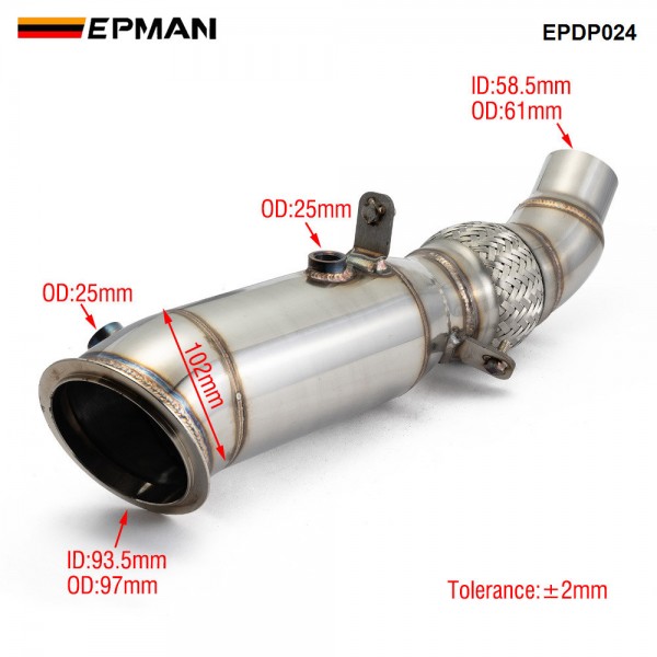 EPMAN 4" Turbo Exhaust Downpipe For BMW 228i 228ix/11-16 320i 320ix 328i 328ix/13-16 428i N20 12-16 EPDP024