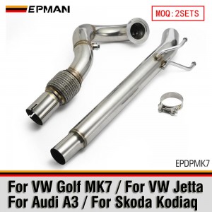 EPMAN Car Exhaust Downpipe For VW Golf MK7 Jetta Audi A3 Skoda Kodiaq Mk1 MQB 2.5inch EA211 1.4T Engine Racing Catless Down Pipes EPDPMK7