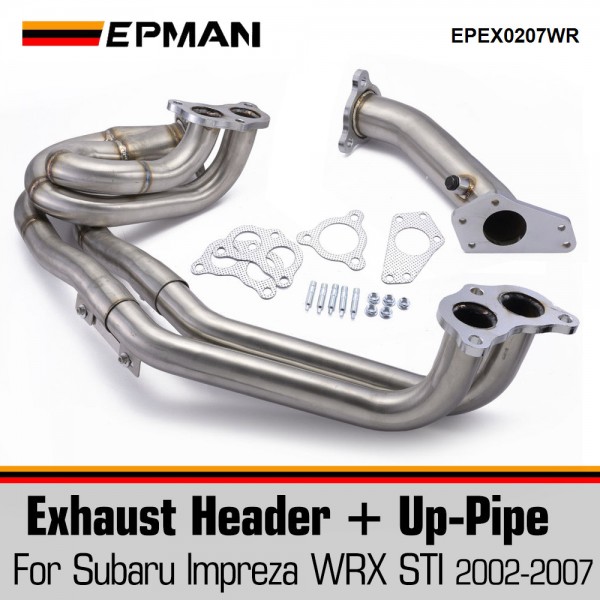 EPMAN For Subaru lmpreza WRX STI 2002-2007 2.0L 2.5L Turbo Stainless Steel Exhaust Header + Up-Pipe EPEX0207WR