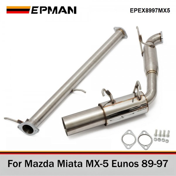 EPMAN High Quality For Mazda Miata MX-5 Eunos 89-97 1.6/1.8L Stainless Exhaust Decat, Downpipe EPEX8997MX5