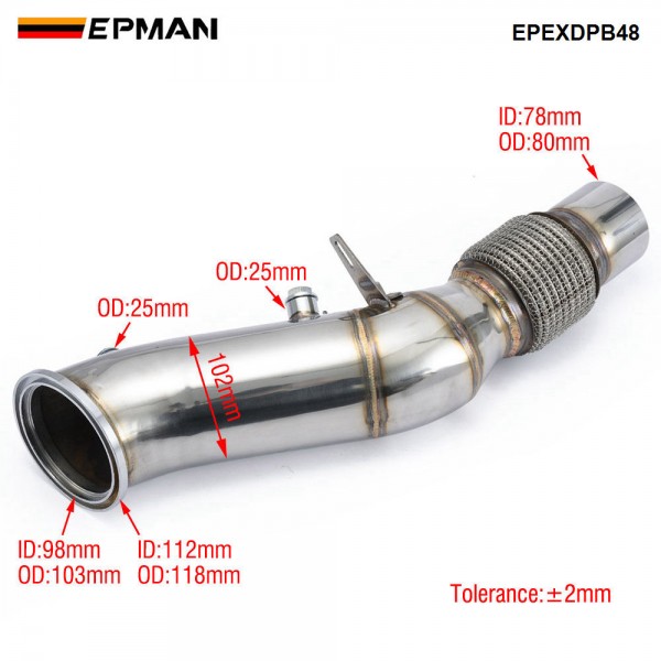 EPMAN B48 Exhasut Catless Downpipe for BMW F20 F30 G20 | +30HP Gain | Stainless Steel EPEXDPB48