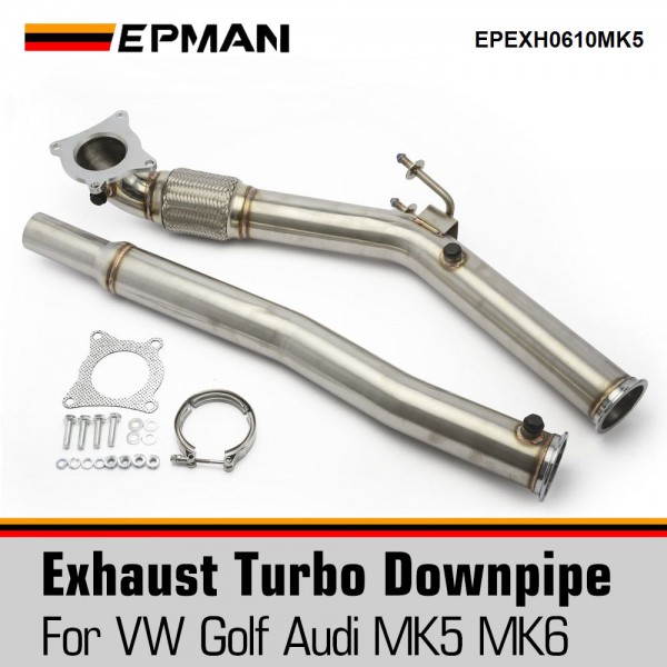 EPMAN Stainless Steel Twister Exhaust Downpipe For VW Golf Audi MK5 MK6 GTI 2.0 TSL EPEXH0610MK5 EPMAN Stainless Steel Twister Exhaust Downpipe For VW Golf Audi MK5 MK6 GTI 2.0 TSL EPEXH0610MK5