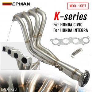 EPMAN Header Exhaust Downpipe 3" 4-1 Tri-Y For Honda Civic EK EG DC2 K Series K20 K24 V-Band Down Pipe EPEXHK20