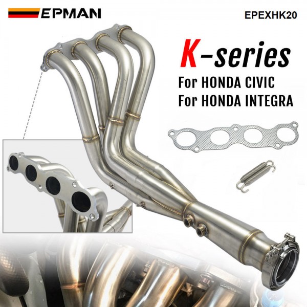 EPMAN Header Exhaust Downpipe 3" 4-1 Tri-Y For Honda Civic EK EG DC2 K Series K20 K24 V-Band Down Pipe EPEXHK20