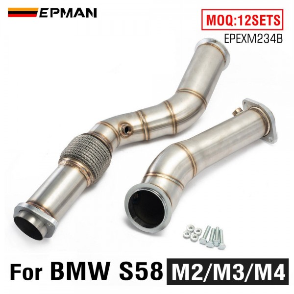 EPMAN Exhaust Catless Down Pipes For BMW S58 3.5" Fat Boy Downpipes M2 M3 M4 G87 G80 G82 G83 EPEXM234B