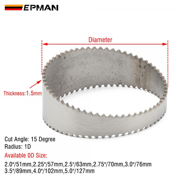 EPMAN Custom Universal Stainless Steel 304 Exhaust Pies Sawtooth Pie Cut - Angle Segment 15Degree | 1.5mm 1D Radius EPHJG EPMAN Custom Universal Stainless Steel 304 Exhaust Pies Sawtooth Pie Cut - Angle Segment 15Degree | 1.5mm 1D Radius EPHJG