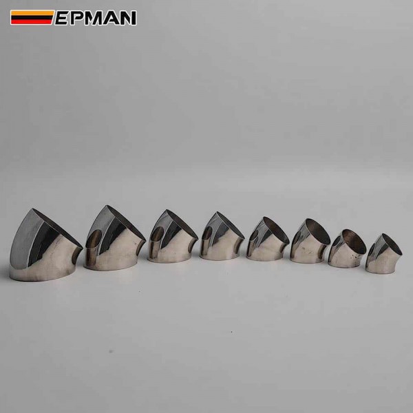 EPMAN Stainless Steel 1.5", 1.75", 2", 2.25", 2.5", 2.75", 3", 3.5", 4" Weldable 45° Elbows for Car Modified Exhaust Elbow Pipe, Exhaust Downpipe Cutout Stair Handrail etc.