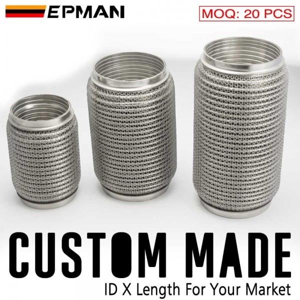 EPMAN Car Exhaust Flexible Pipe Stainless Steel 304 Exhaust Flex Connector Pipes Bellows Universal for Car Durable