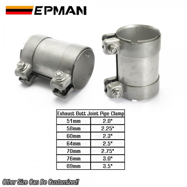 TANSKY 304 Stainless Steel Muffler Clamp Exhaust Butt Joint Pipe Clamps 51mm 58mm 60mm 70mm 64mm 76mm 89mm 