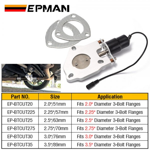 EPMAN 2"/2.25"/2.5"/2.75"/3"/3.5" Electric Exhaust Cutout Remote Control Motor Kit EP-BTCUT