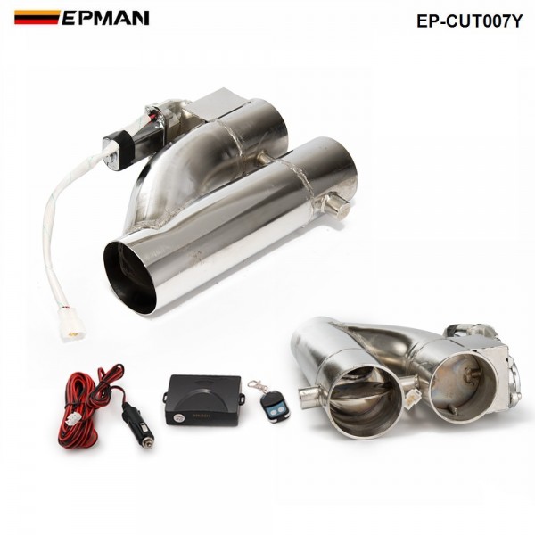 EPMAN Patented Product 2" / 2.25" / 2.5" / 3" Electric Exhaust Downpipe Cutout E-Cut Out Dual-Valve Controller Remote Kit EP-CUT007Y
