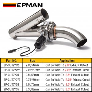 EPMAN 2"/2.25"/2.5"/2.75"/3"/3.5" Elextric Exhaust Catback/Downpipe Cutout/E-cut Out W/Switch ByPASS Valve Kit + Remote EP-CUT2Y