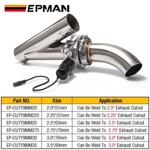EPMAN 2"/2.25"/2.5"/2.75"/3"/3.5" Electric Cutout/E-Cut Out Valve System W/O Remote for Exhaust Catback/Downpipe EP-CUTYXMM