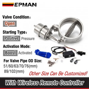 EPMAN Exhaust Control Valve With Boost Actuator Cutout 51mm/60mm/63mm/70mm/76mm/89mm/102mm Pipe Open With Wireless Remote Controller Set EP-CUT-OP-BOOST-BZ