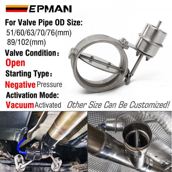 EPMAN New Vacuum Activated Exhaust Cutout Open Style Pressure: About 1 BAR For Different Size Valve Pipe EPMAN New Vacuum Activated Exhaust Cutout Open Style Pressure: About 1 BAR For Different Size Valve Pipe