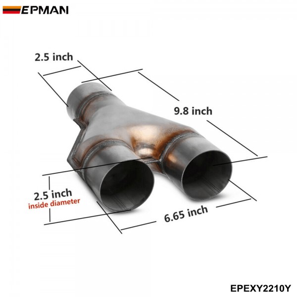 EPMAN Universal Y-Pipe Exhaust Pipe Tip Dual 2.25"/2.5"/3" Inlet / Outlet Stainless Steel 10PCS/Carton EPEXY2210Y EPMAN Universal Y-Pipe Exhaust Pipe Tip Dual 2.25"/2.5"/3" Inlet / Outlet Stainless Steel 10PCS/Carton EPEXY2210Y