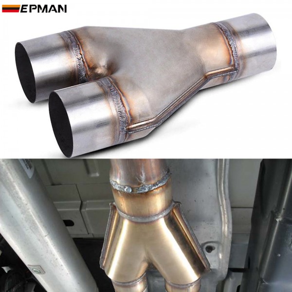 EPMAN Universal Y-Pipe Exhaust Pipe Tip Dual 2.25"/2.5"/3" Inlet / Outlet Stainless Steel 10PCS/Carton EPEXY2210Y