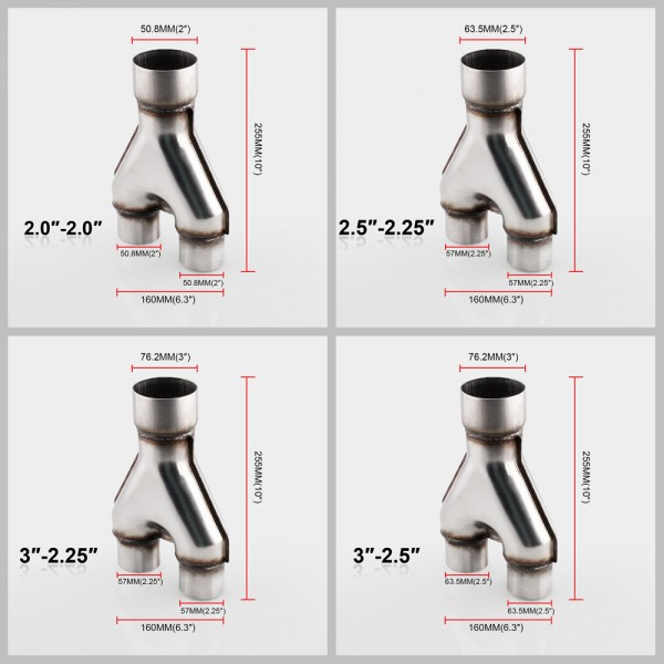EPMAN Universal Y-Pipe Exhaust Pipe Tip Dual 2.25"/2.5"/3" Inlet / Outlet Stainless Steel 10PCS/Carton EPEXY2210Y EPMAN Universal Y-Pipe Exhaust Pipe Tip Dual 2.25"/2.5"/3" Inlet / Outlet Stainless Steel 10PCS/Carton EPEXY2210Y
