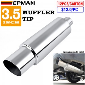 TANSKY 12PCS/Carton Universal 3.5" Exhaust Muffler Silencer Tip Chrome Stainless Steel 89mm Exhaust Pipe Inlet 2" 2.25" 2.5" 2.75" (Pre-Order Customization)