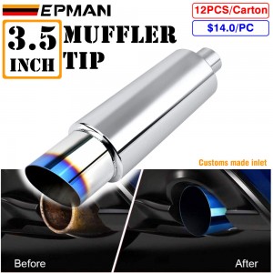 EPMAN 12PCS/Carton Car motorbike Exhaust systems Muffler Tip Universal Stainless steel styling Silencer tail pipe Burnt Tip