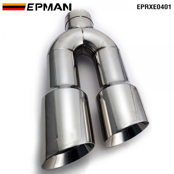 EPMAN Universal Auto Performance Exhaust Pipe Long Double Beveled Stainless Steel Exhaust Silencer Muffler Cutter for X1 E90 E91 E92 E93