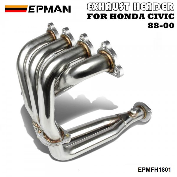 EPMAN Stainless Steel Piping Header Manifold Exhaust For Honda Civic 88-00 EG EF EK EM EPMFH1801