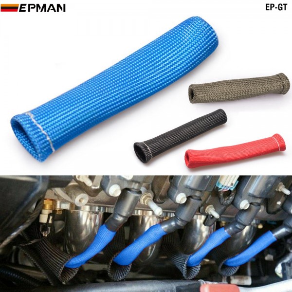 EPMAN High Performace Heat Protector Sleeve Spark Plug Wire Boots Red, Blue, Black, Titanium EP-GT