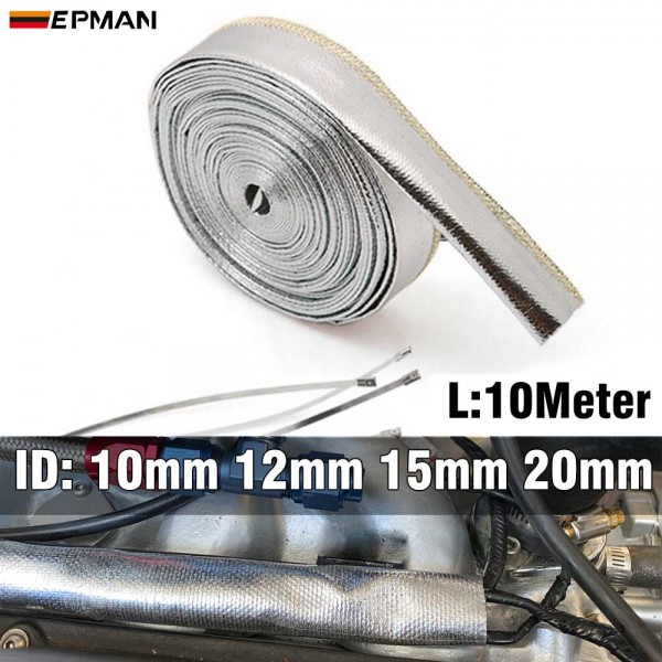 EPMAN 10 Meter Heat Shield Sleeve Insulated Wire Hose Cover Wrap Loom Tube  ID 10mm 12mm 15mm 20mm