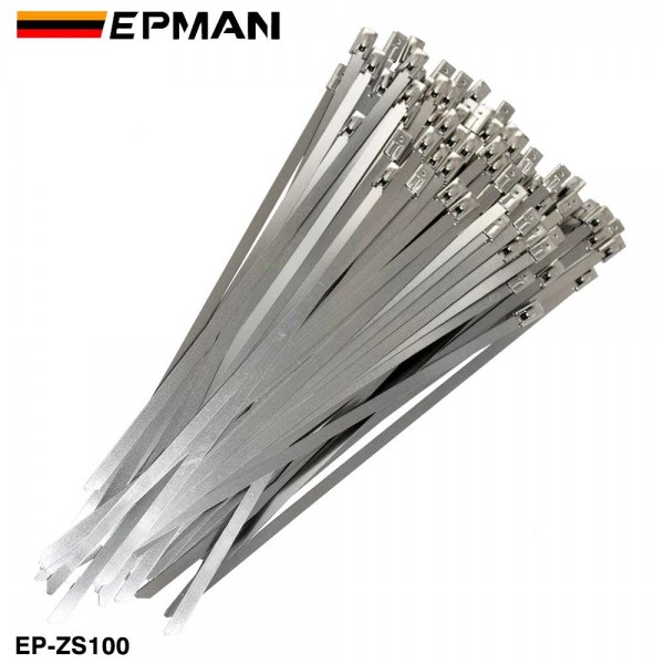 TANSKY 100x 304 Stainless Steel Metal Cable Ties Multi-Purpose Locking Heavy Duty Zip Tie For Exhaust Wrapping