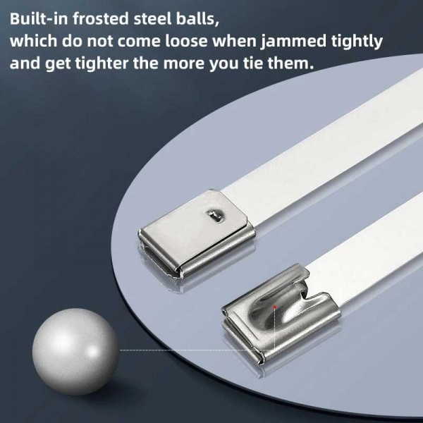 TANSKY 100x 304 Stainless Steel Metal Cable Ties Multi-Purpose Locking Heavy Duty Zip Tie For Exhaust Wrapping