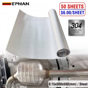EPMAN 50SHEETS/CARTON Exhaust Heat Shield Automotive Embossed SS304 Heat Shield Muffler Exhaust Wrap, 19.7" x 19.7" for Heat Barrier, Fire Wall, Exhaust Wrap EPWR22ST