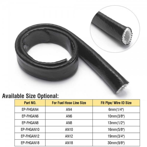 EPMAN Vulcan Fire Sleeve Fire Braid Flame Shield Black ID:6mm-30mm Or 1/4"-9/8" For AN4 AN6 AN8 AN10 AN12 AN18 Fuel Hose Line EPMAN Vulcan Fire Sleeve Fire Braid Flame Shield Black ID:6mm-30mm Or 1/4"-9/8" For AN4 AN6 AN8 AN10 AN12 AN18 Fuel Hose Line