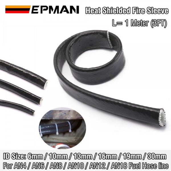 EPMAN Vulcan Fire Sleeve Fire Braid Flame Shield Black ID:6mm-30mm Or 1/4"-9/8" For AN4 AN6 AN8 AN10 AN12 AN18 Fuel Hose Line EPMAN Vulcan Fire Sleeve Fire Braid Flame Shield Black ID:6mm-30mm Or 1/4"-9/8" For AN4 AN6 AN8 AN10 AN12 AN18 Fuel Hose Line