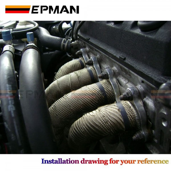 EPMAN Titanium Turbo Manifold Heat Exhaust Thermal Wrap Tape & Stainless Ties 2"x10 Meter EP-WR15TI