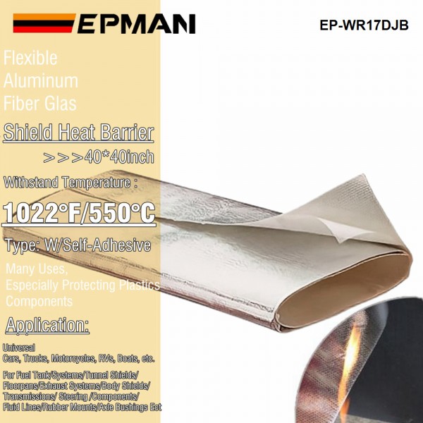 EPMAN Self Adhesive Heat Shield Protection Pad 40inch*40inch 550°C Heat Shield Mat EP-WR17DJB