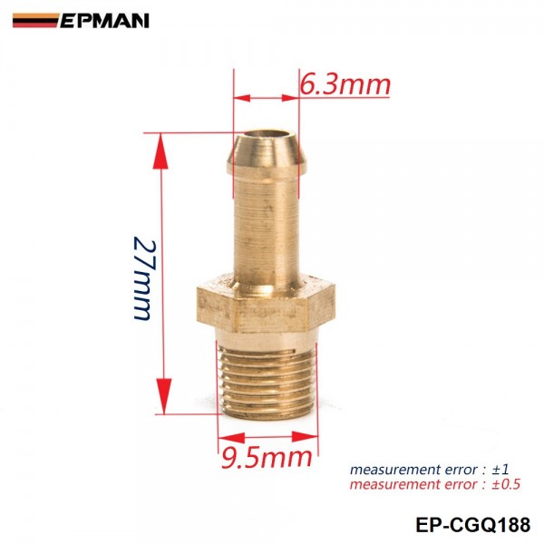  EPMAN -Turbocharger Compressor Brass Boost Nipple For T2 T25 T28 T3 T34 Turbo 1/8"Male NPT EP-CGQ188