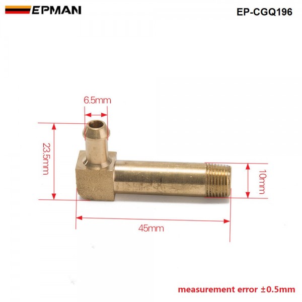 EPMAN -45mm Brass Boost Hose Barb to Male Thread Elbow Fitting For T2 T3 Turbo 1/8"Male NPT 90 Degree EP-CGQ196