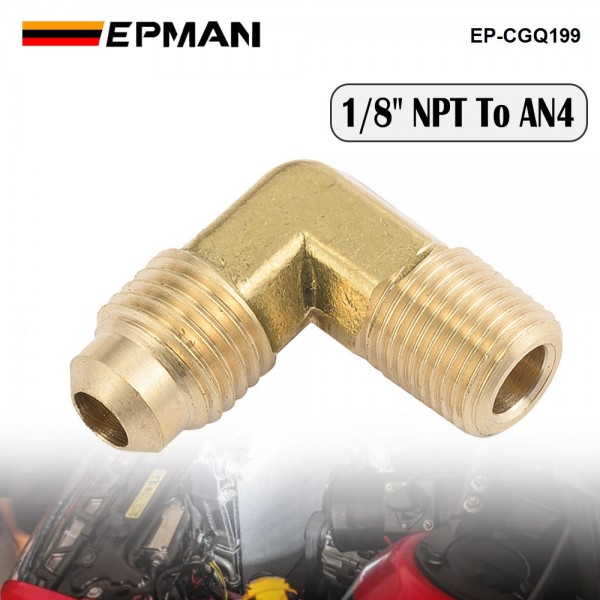 EPMAN -1/8NPT to AN4 -4 Forged 90 Degree Brass Fitting For Turbo, Oil, Brake Adapter EP-CGQ199