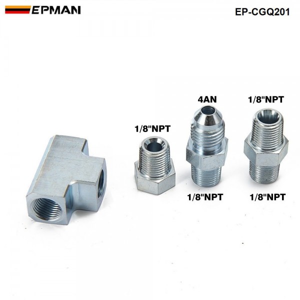 EPMAN - 1/8NPT to 4AN Turbo Adapter Tee Fitting w/ Block Oil Feed Pressure Sensor EP-CGQ201