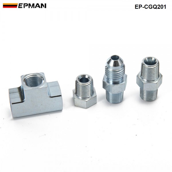 EPMAN - 1/8NPT to 4AN Turbo Adapter Tee Fitting w/ Block Oil Feed Pressure Sensor EP-CGQ201